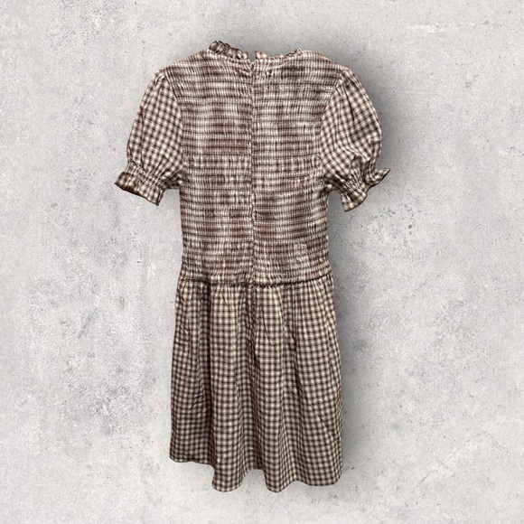 NWT RIHOAS Coffee Gingham Mini Dress - Picture 4 of 15